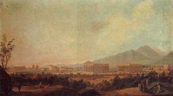 unknow artist A view of paestum,with grand tourists in the foreground china oil painting image